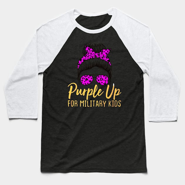 Purpleup for military kids messy golden bun Baseball T-Shirt by Dreamsbabe